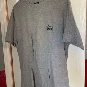 Stussy Basic T-Shirt Medium Grey Black Short Sleeve Made in Mexico